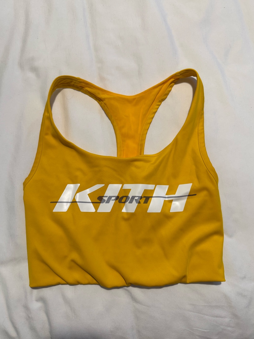 Kith Mustard Yellow Racerback Sports Bra with White Logo